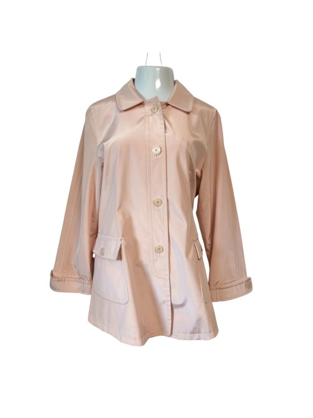 Vtg Gloria Vanderbilt Womens XL Trench Coat Windbreaker Salmon Pink Spring Easte
